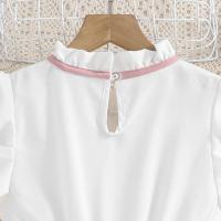 Falda Plisada de Khaki para Niñas Mangas de Pétalo Blanco Estilo Preppy para Cumpleaños - details 11