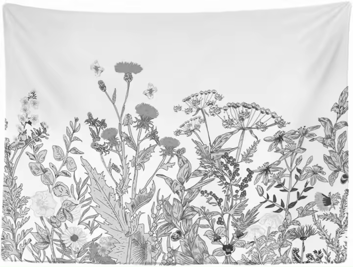 Decoración de Casa Retro Antigua Paredes de Flores Naturales en Negro y Blanco - 1
