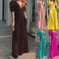 Mono Elegante De Cintura Alta Para Mujer, Cuello En V, Ajustado, Estilo De Oficina, Sólido, Verano - details 1