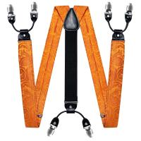 Conjunto de Borlas de Seda para Hombres Paquete de Cuadrillo de Paisley Naranja Pintado - details 4