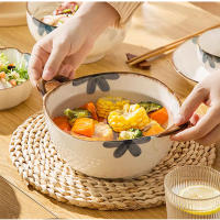 Cuenco de cerámica para Fideos para el hogar, cuenco de sopa con asa, ensalada, Pasta, vajilla de cocina, horno microondas, 1700ml - details 3