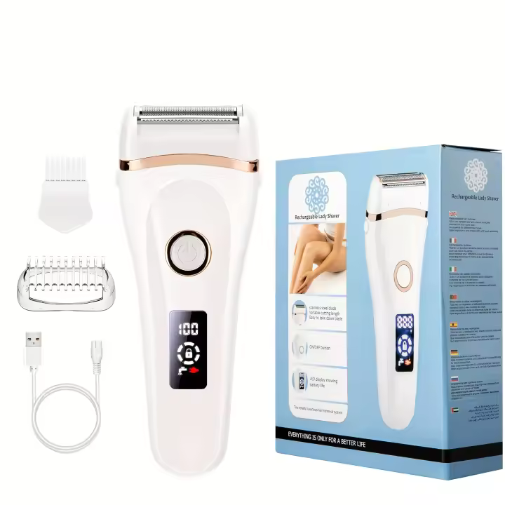 Afeitadora eléctrica recargable con pantalla LED para mujer, depilación indolora para todo el cuerpo - 1