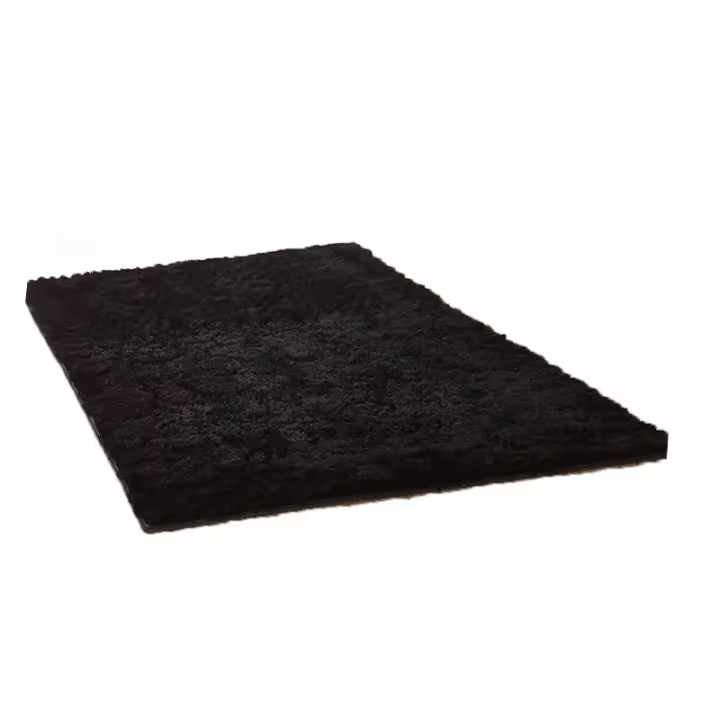 1 pza. Alfombra mullida de color negro, tapetes de pelo largo extrasuave y mullido, mantas esponjosas para interiores - 1