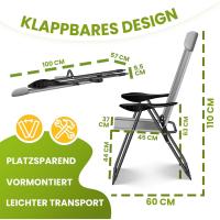 Sillas de Jardín Plegables de Aluminio con Respaldo Alto Ajustable 7 Posiciones, Apoyabrazos Transpirables, Portátiles, Silla de Camping para Jardín y Terraza - details 17