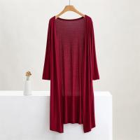 Modal Largo Cardigan Suéter de Algodón para Mujeres Abrigo Casual de Colores 12 - details 8