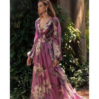 Vestidos estampados para mujer, Vestidos de manga larga con cuello en V, Otoño, Nuevo - details 4