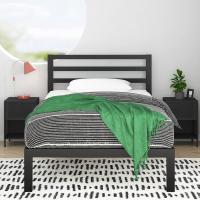 Cama 90x190 cm - Altura 36 cm con almacenaje debajo de la cama - Estructura de cama de plataforma de metal con cabecero - Negro - details 2