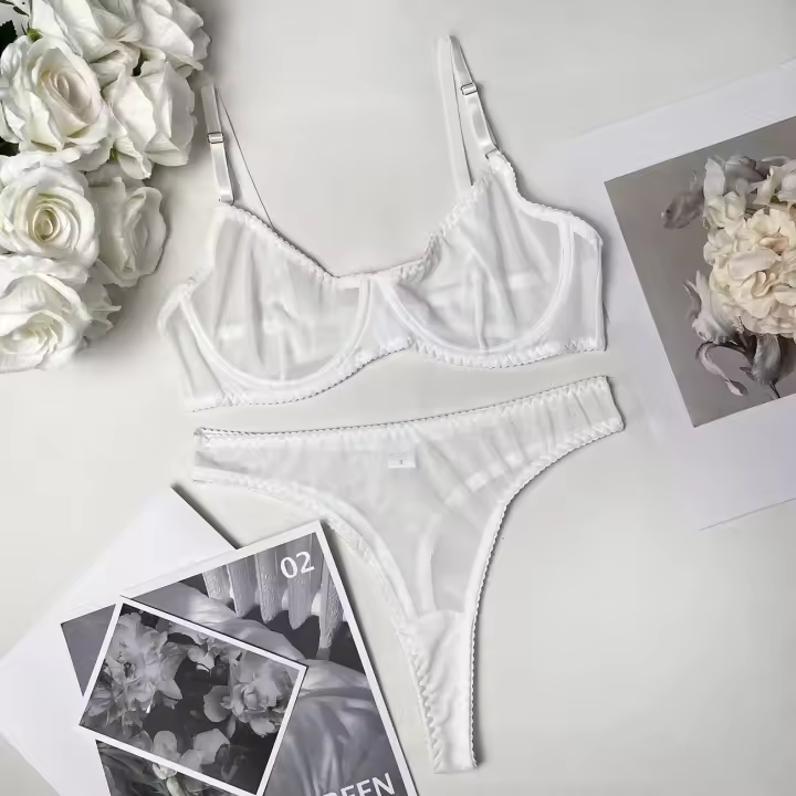 Conjunto de ropa interior Sexy sin costuras para mujer, Kit de sujetador de 2 piezas, trajes íntimos de encaje con realce, conjuntos exóticos sensuales, lencería - 1
