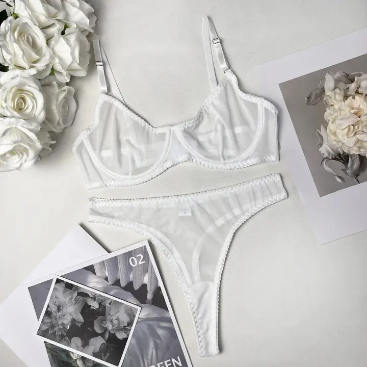 Conjunto de ropa interior Sexy sin costuras para mujer, Kit de sujetador de 2 piezas, trajes íntimos de encaje con realce, conjuntos exóticos sensuales, lencería - 1
