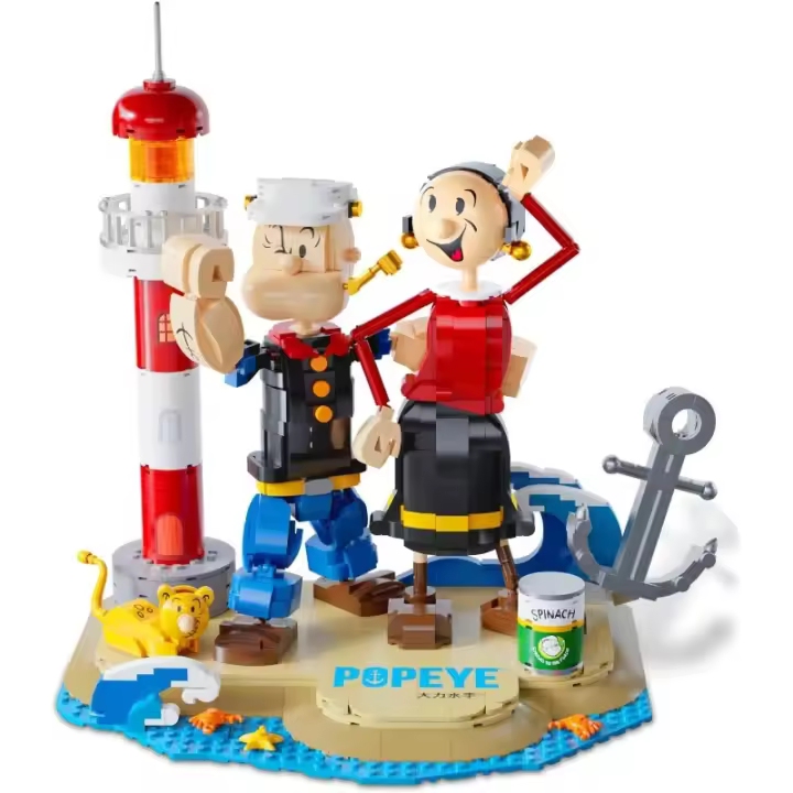 Juegos de bloques de construcción de personajes de Popeye y Oliva, colección de juguetes para adultos, bloques de construcción creativos para adolescentes, regalos de cumpleaños - 1