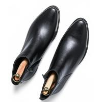 Botas de Cuero con Talón de Moda para Hombres Versátiles Versión Británica con Punta de Tobillo y Cremallera Corta Alta Calzado de Primavera Otoño - details 0