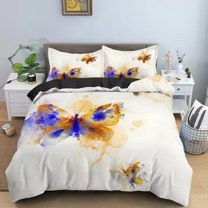 Juego de Ropa de Cama de Mariposa Funda de Edredón de Patrón de Margarita - 1