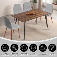 Comedor, Sillas de Cocina Modernas con Patas de Metal y Respaldo Ergonómico, Color Gris Tela, Tejido, Espuma, Unidades - details 4