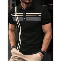 Camiseta Polo con estampado de rayas para hombre, Tops informales holgados de manga corta con solapa, ropa de Golf de negocios, camiseta cómoda de tendencia - details 2