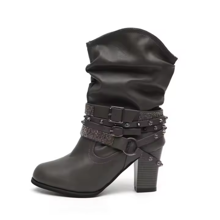 Nueva llegada botas martin para mujer moda tacones altos botas cortas zapatos femeninos - 1