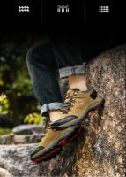 Zapatos de senderismo para hombre, botas de montaña al aire libre, zapatillas de suela gruesa, zapatos de Trekking con cordones a la moda - details 2