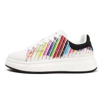 Nuevo zapato de arcoíris blanco de alta calidad para chicas jóvenes, zapatillas de diseñador de cuero Real con aumento de altura para hombre, personalizadas, 2025 - details 1