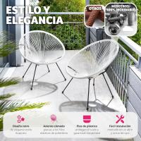 Juego de Sillas de Jardín Exterior Estilo Acapulco Resistente a la Intemperie, Polietileno para Cintas y Patas, Hasta 120kg Negro - details 21