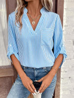 Camisas informales holgadas a rayas para mujer, blusas Vintage a la moda, Tops elegantes para mujer joven, Otoño, 2024 - details 1