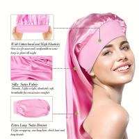 Gorros de Seda Largos para Mujeres Gorro de Dormir de Ancho Elástico con Diadema de Cuidado del Cabello Braids de Peluqua Natural - details 2