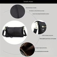 Bolso cruzado de cuero auténtico para mujer Cierre de cremallera, correa ajustable, estilo azul marino Accesorio casual perfecto para uso diario - details 3