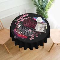 Mantel circular mandala, flor de loto de la vida, impermeable, resistente al aceite, 60 pulgadas, forma geométrica sagrada - details 18