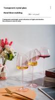 Juego de vasos rosas franceses, copa de cristal con boca incisa, fondo cóncavo, copa de vino y champán, color azul - details 8