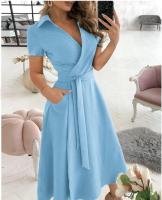 Elegante Vestido de Verano sin Mangas Cuello Abultado, Cinturón, Vestido Largo para Fiesta - details 1