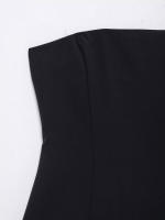 TRAFZA, vestido largo estilo vacaciones de verano para mujer, vestido negro blanco sin tirantes con cremallera, vestidos ajustados elegantes de nueva moda para mujer - details 5