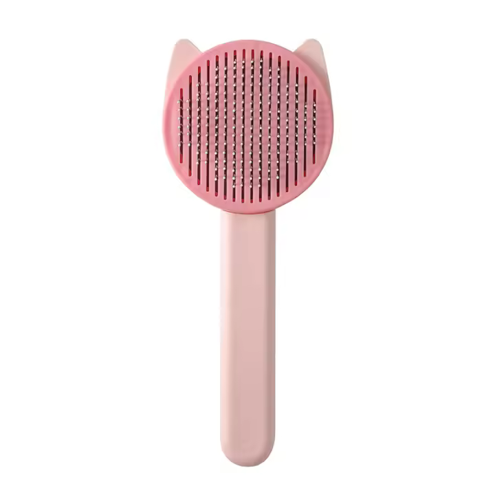 Cepillo para perros, cepillo para gatos, cepillo para mascotas, peine para gatos con mango, limpia el pelo de las mascotas con un clic, cepillo para el cuidado de las mascotas para eliminar el subpelo, la piel suelta y la suciedad - 1