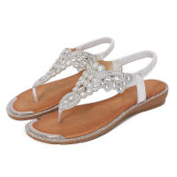 Sandalia sandalias planas huecas de gran tamaño con diamantes y estilo cómodo para mujer en verano - details 3
