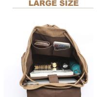 Bolso unisex de gran capacidad para ordenador portátil de lona retro Mochara de Vie (caqui) - details 3