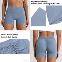 Shorts de Cintura Alta Sin Costuras para Entrenamiento Diseño V-back para Mujeres - details 1