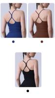 Sujetador deportivo de Color liso para mujer, ropa interior Sexy con espalda cruzada Y forma de Y, ideal para gimnasio, Yoga, trotar Y entrenamiento - details 5
