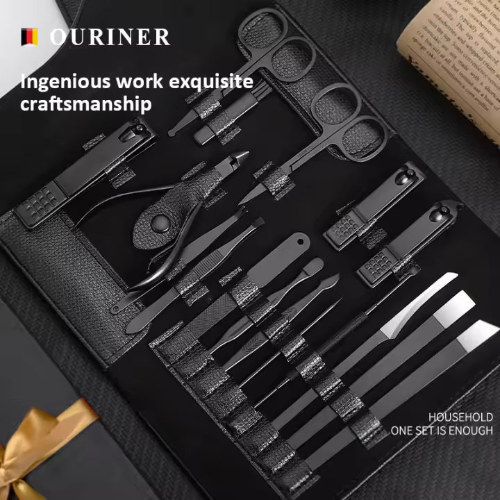 High-quality Black Manicure Set 17 In 1 Full Function Kit Professional Stainless Steel Pedicure Sets Portable Case Idea Gift - 1