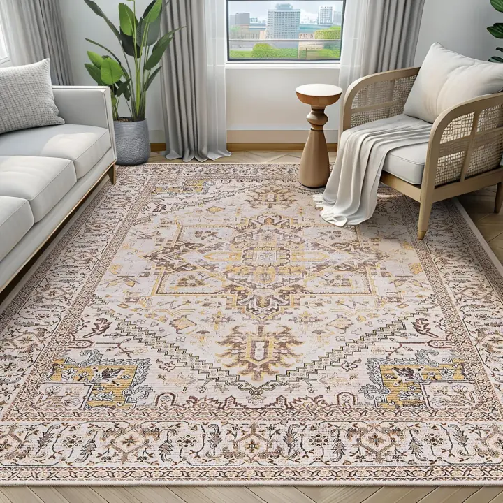 Alfombra de Estar Vintage 160X230cm Alfombra Antideslizante Lavable para Dormitorio - 1