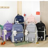 Mochila escolar, esencial para la escuela Juego de 4 piezas, con un colgante de oso, bonito y a la moda - details 1