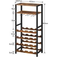 Estantería de Vino de 16 Botellas Estantería de Vinos Independientes con Mesa de Madera y Soporte para Copas Expositor de Vinos de 5 Niveles para Cocina, Bar, Restaurante - details 7