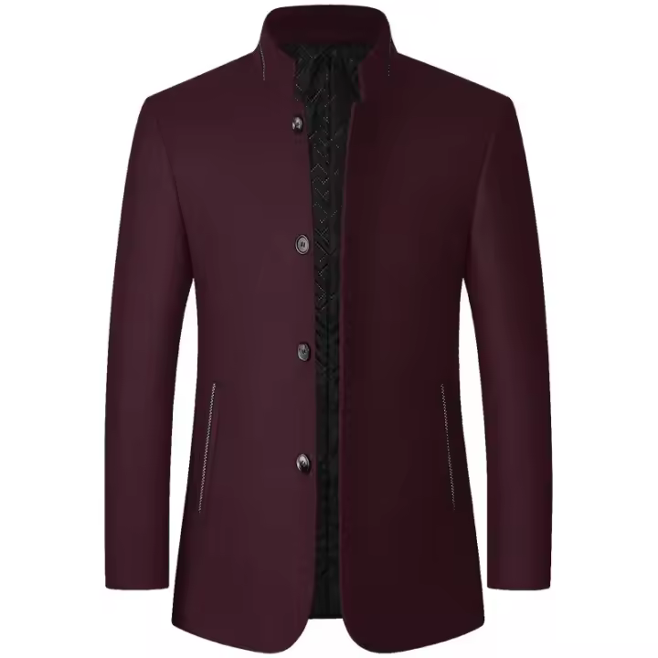 Chaqueta de traje de cachemira de tres piezas para invierno, collar informal de negocios, cuello alto, moda para hombre - 1