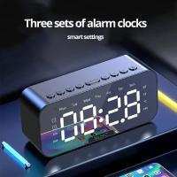 Reloj despertador Digital LED con Bluetooth, pantalla de temperatura, Radio FM, Control de altavoz, decoración de mesa para dormitorio, oficina o uso doméstico - details 0