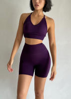 Conjuntos de Yoga de 2 uds., trajes de entrenamiento de cintura alta para mujer, ropa de gimnasio, trajes deportivos, chándal de Fitness, ropa deportiva, traje corto - details 11