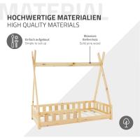Cama Infantil Tipi Natural 70x140 cm Protección Antcaída Y Somier Estructura de Listones De Mara Maciza De Pino Juego de Cama Juvenil - details 6