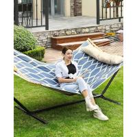 Hamaca de Bambú con Barras Separadoras Curvas Desmontables, Almohada, 200 x 140 cm, Carga 225 kg, Gris y Beige - details 15
