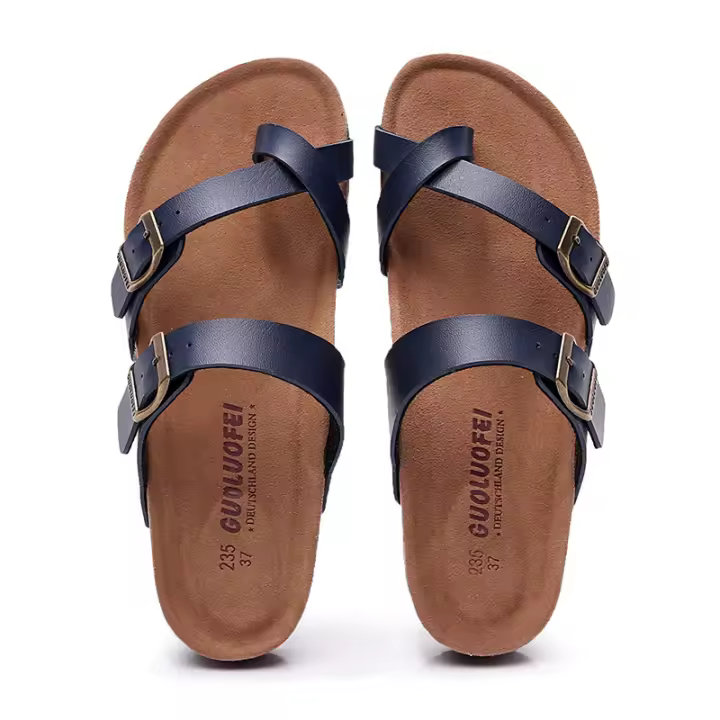 Corcho zapatillas mujeres verano exterior moda antideslizante manga toe hombres cool flops versión coreana pareja suela suave chanclas marea - 1