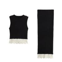 Conjunto de 2 piezas de falda para mujer, traje ajustado elástico de punto, elegante, a la moda, ocio, calle, vacaciones, verano - details 2