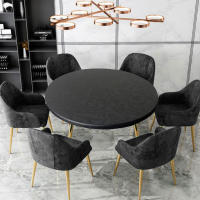 GUAN-Mantel redondo ajustado, Protector impermeable, cubierta de mesa elástica, 60-130cm - details 4