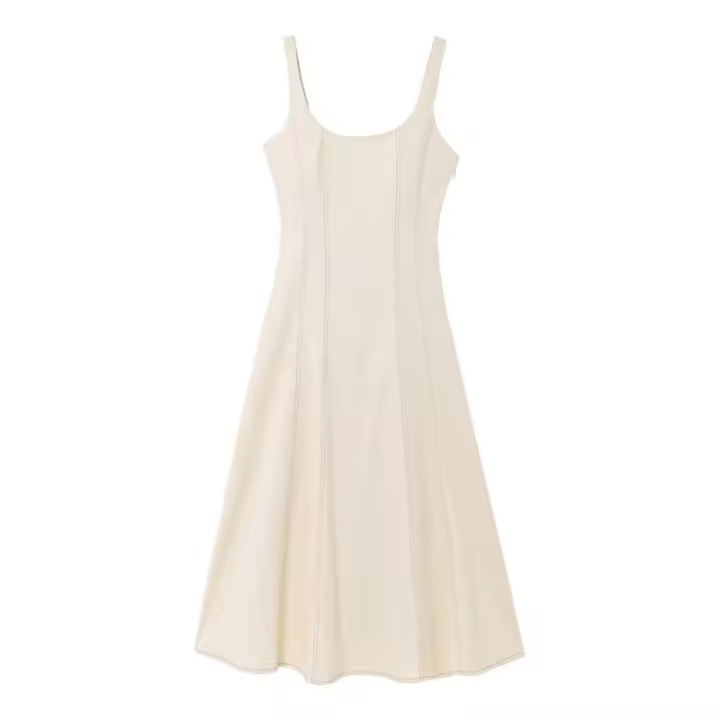 Vestido elegante sin mangas para mujer OUWU largo, sólido, verano 2025, estilo línea A con cuello cuadrado - 1