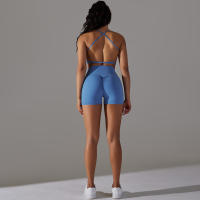 Hamidou-Conjuntos de Yoga cortos para mujer, Sujetador deportivo con espalda bonita, ropa deportiva, atuendo deportivo para mujer, Top corto para correr, pantalones cortos, ropa de entrenamiento - details 31