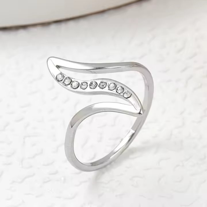 Adorno de acero inoxidable micro diamante incrustado anillo de acero de titanio simple anillo de pareja alien - 1