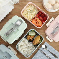 Fiambrera con cuchara, palillos, vajilla de paja de trigo, contenedor de almacenamiento de alimentos para niños, caja de Bento para la escuela y la Oficina, microondas, nuevo - details 0